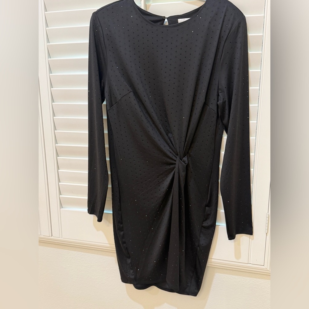 H&M Black Long Sleeve Twist Front Dress with Sparkle - Picture 5 of 5